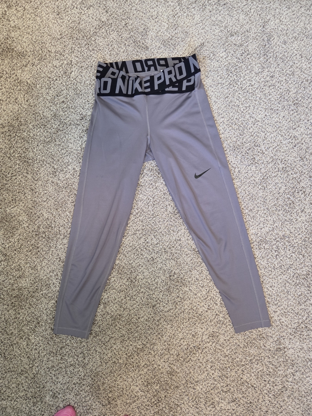 Nike Gray Pro Dri-Fit Elastic-Waist Leggings Sm Workout Running Gym Sporty